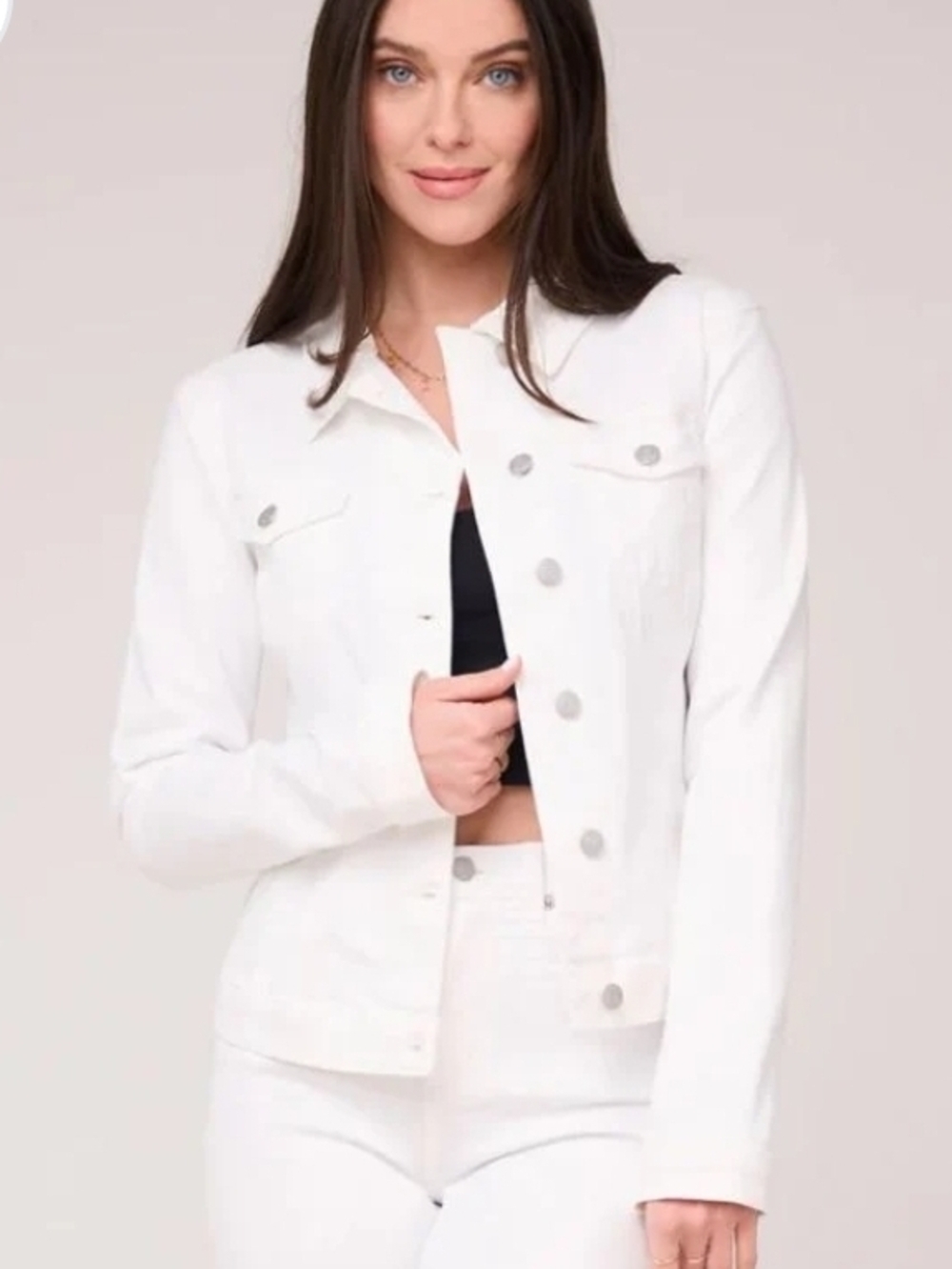 Yoga Jeans Size Medium White Women's Denim Jacket - Karma Basics